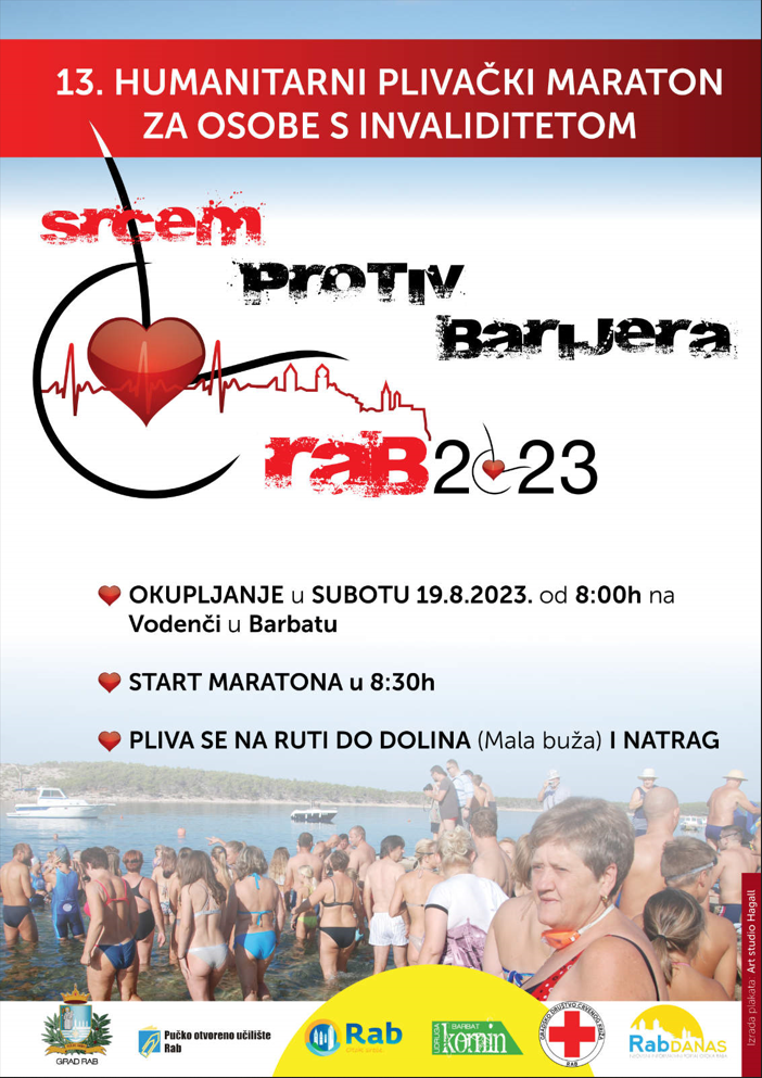 13. HUMANITARNI PLIVAČKI MARATON ZA OSOBE S INVALIDITETOM  „SRCEM PROTIV BARIJERA RAB 2023.“